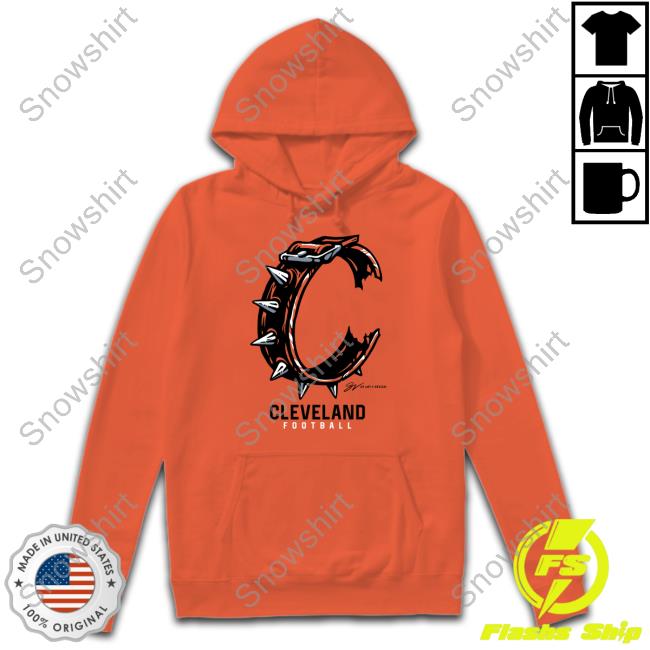 Orange Cleveland Football C Collar T Shirt