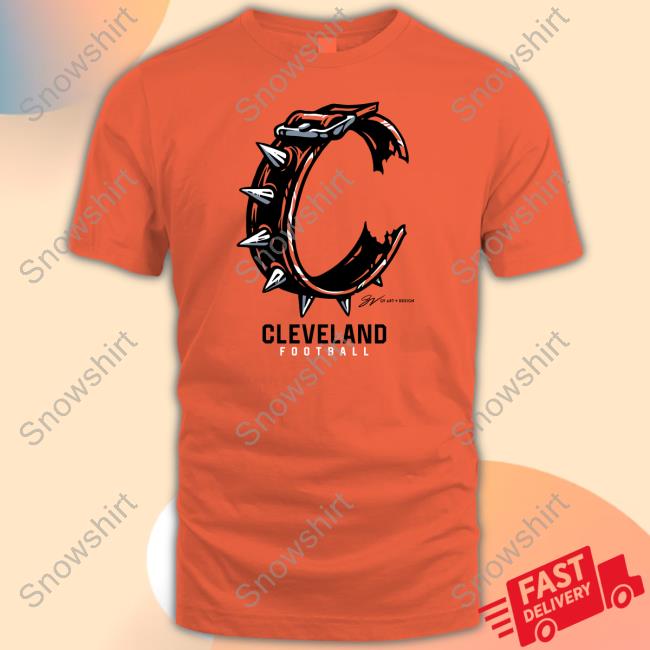 Orange Cleveland Football C Collar T Shirt