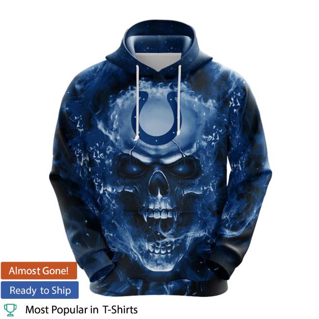 Official NFL Indianapolis Colts Skull Funny Blue 3D Hot Shirt For