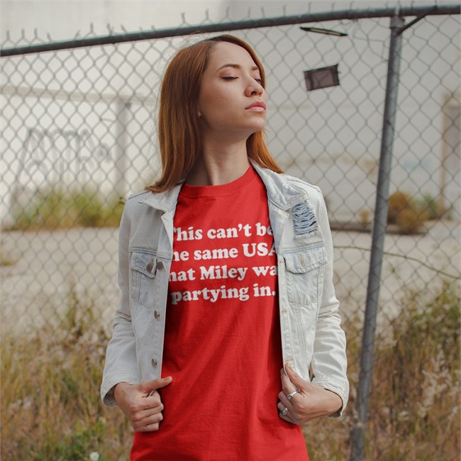 Miley Analytics This Can’T Be The Same Usa That Miley Was Partying In Shirt Miley Cyrus