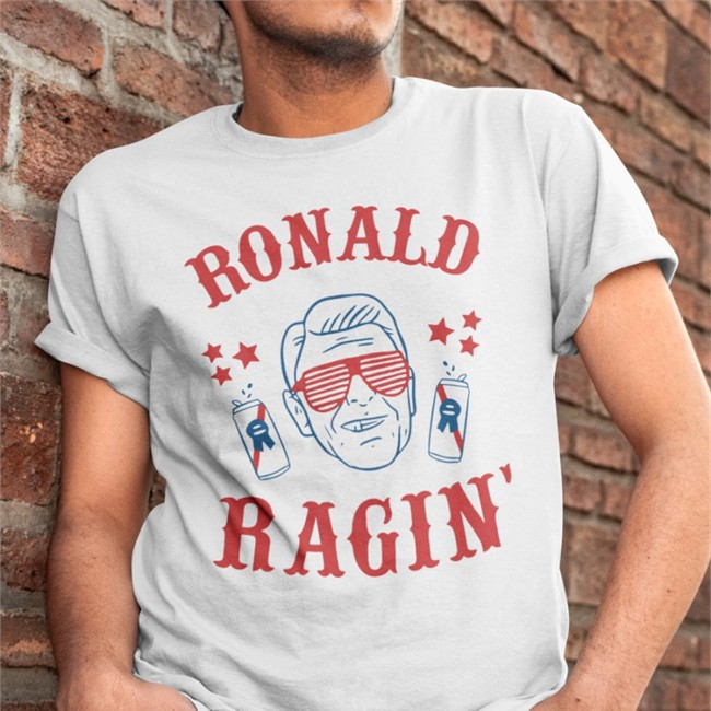 Ronald Reagan Drinking 4Th Of July Tee Shirt Ronald Ragin T Shirts 4Th Of July Clue Heywood