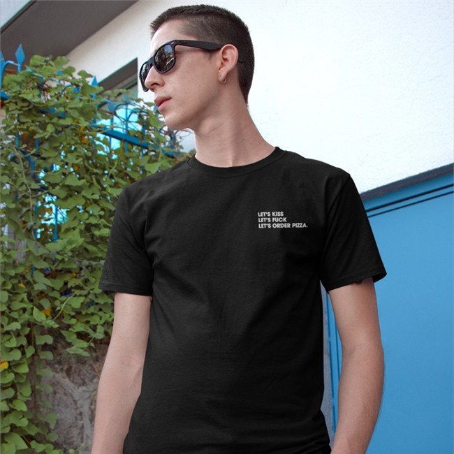 Shirts That Go Hard Merch Let's Kiss Let's Fuck Let's Order Pizza Long Sleeve