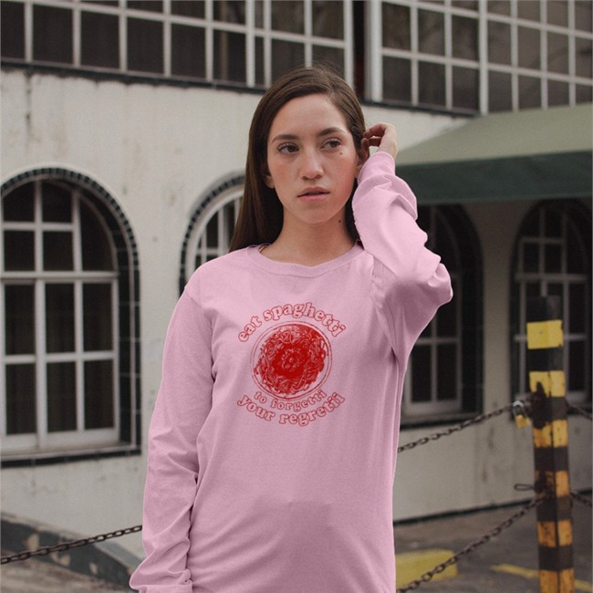 Eat Spaghetti To Forgetti Your Regretii Shirt Light Pink Eat Spaghetti To Forgetti Your Regretii Shirt