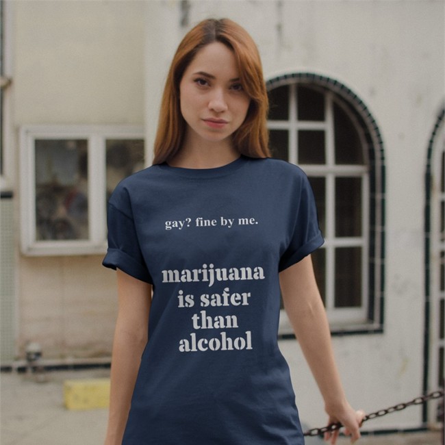Shirts That Go Hard Merch Gay Fine By Me Marijuana Is Safer Than Alcohol Sweatshirt