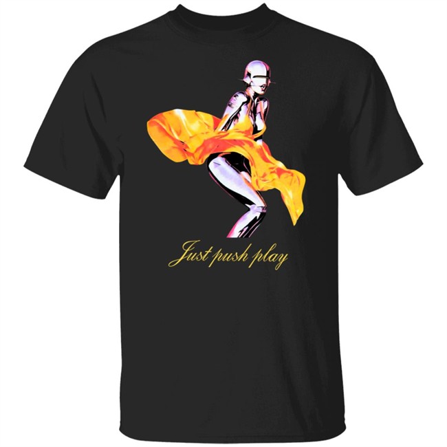 Just Push Play Robot Yellow Dress Tee Shirt