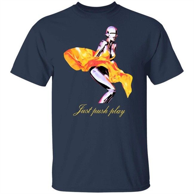 Just Push Play Robot Yellow Dress Tee Shirt Just Push Play Robot Yellow Dress Tee Shirt