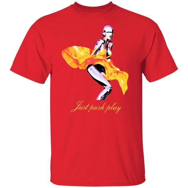 Just Push Play Robot Yellow Dress Tee Shirt Just Push Play Robot Yellow Dress Tee Shirt