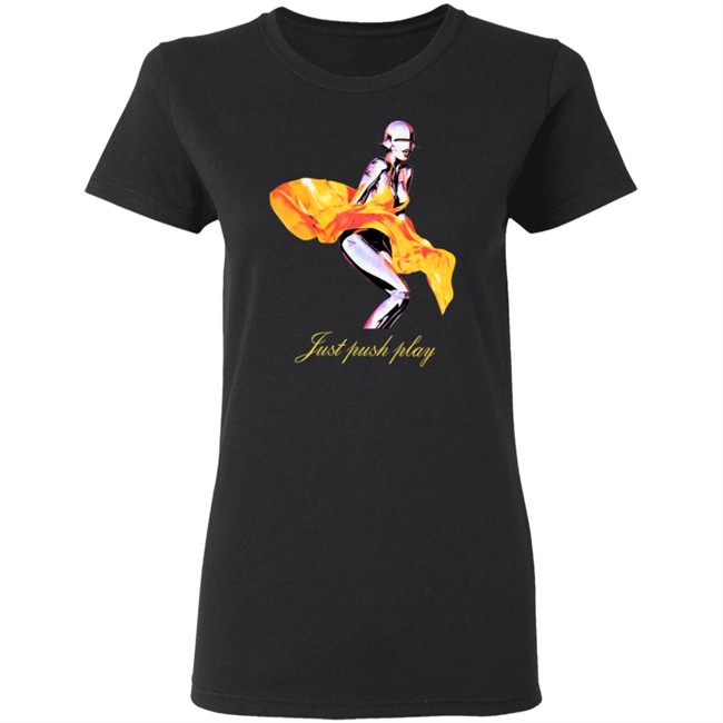 Just Push Play Robot Yellow Dress Tee Shirt Just Push Play Robot Yellow Dress Tee Shirt
