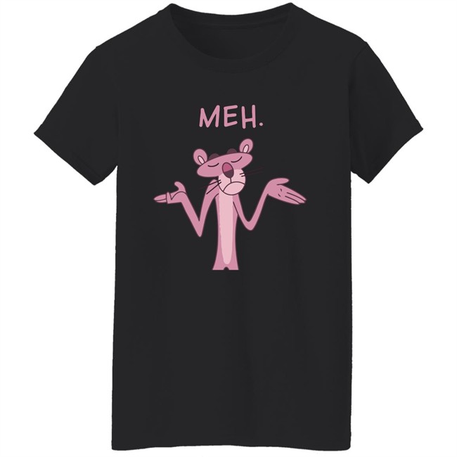 Qwertee Pink Apathy Pink Panther Meh Shirt Qwertee Pink Apathy Pink Panther Meh Shirt