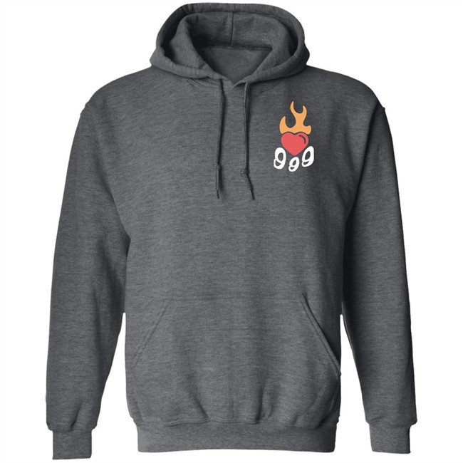 999 Club Merch Juice Wrld 999 Burning Hearts Hoodie Sweatshirt 999 Club Merch Juice Wrld 999 Burning Hearts Hoodie Sweatshirt