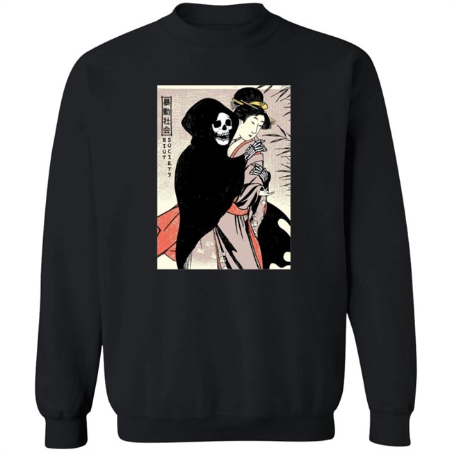 Riot Society Geisha Dance With Death Mens T Shirt Riot Society Geisha Dance With Death Mens T Shirt