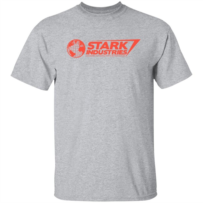 Stark Industries Changing The World For A Better Future Corporate Logo Iron Man Mens T Shirt