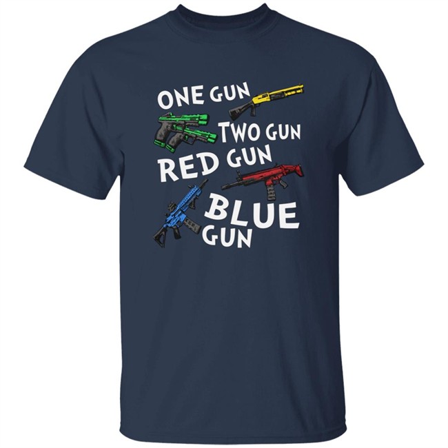One Gun Two Gun Red Gun Blue Gun T Shirt