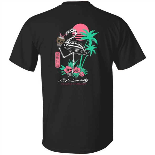 Riot Society Tropical Skeleton Flamingo Mens T Shirt