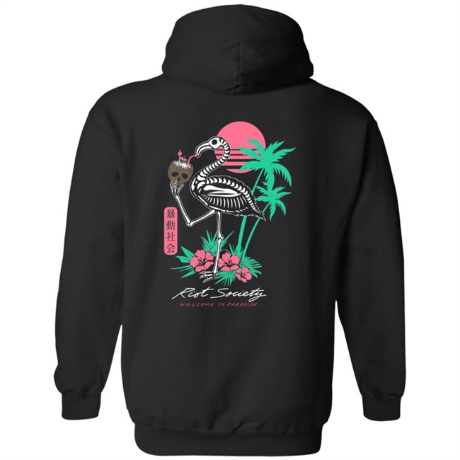 Riot Society Tropical Skeleton Flamingo Mens Hoodie