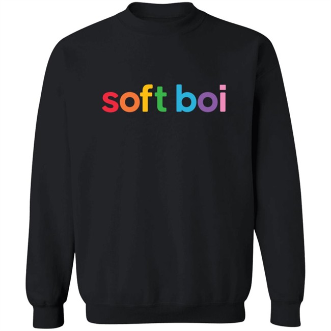 Soft Boi Merch Rainbow Text Crewneck Sweatshirt