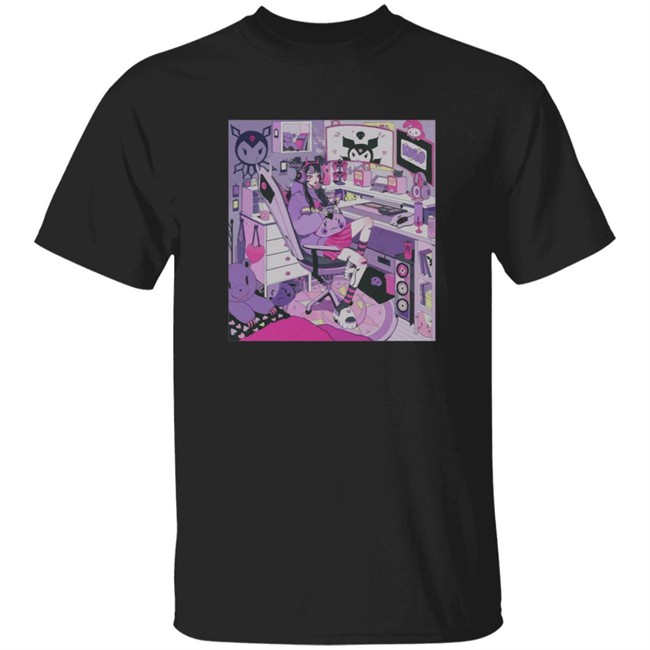 Lavender Mood Cut and Sew Wide Tee Shirt Hoodie Kiru Made Vacuumch Merch By Fuku Mono