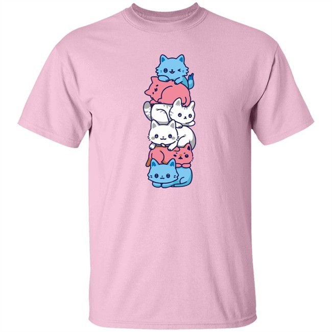 Pure Pride LGBTQ Merch Store Transgender Pride Cat LGBT Trans Flag Cute Cats Pile Gifts T Shirt