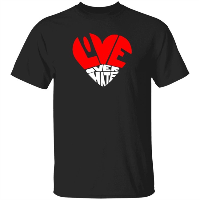 Mimis Fresh Tees Shop Love Over Hate Heart Hoodie