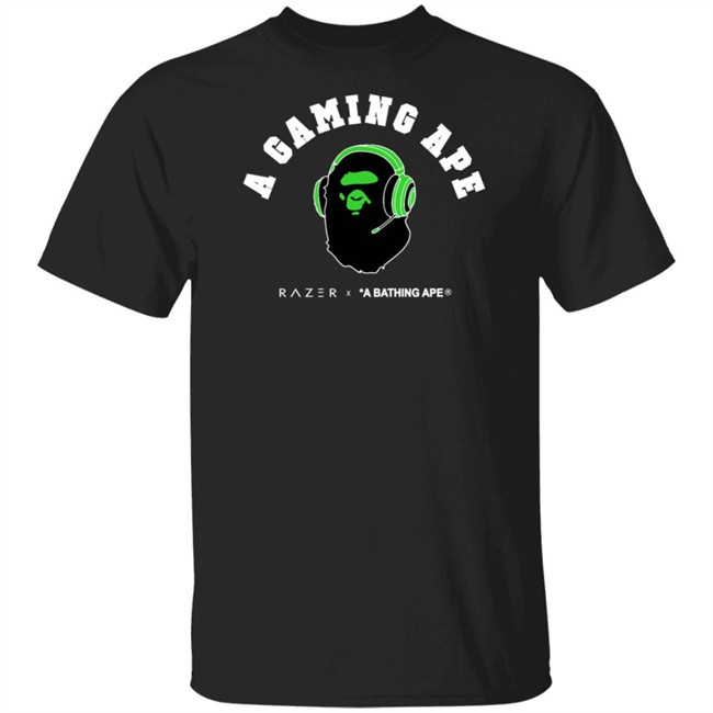 Razer X Bape A Gaming Ape Black Shirt