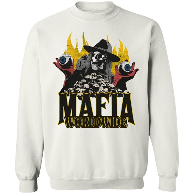 Mafia Worldwide Merch Skulls On Fire Tee Shirt Mafia Worldwide Merch Skulls On Fire Tee Shirt