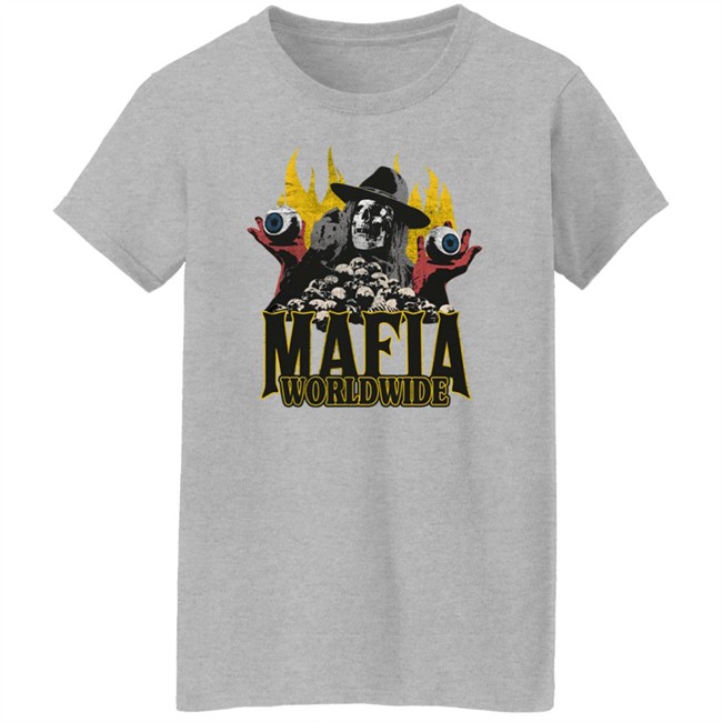 Mafia Worldwide Merch Skulls On Fire Tee Shirt Mafia Worldwide Merch Skulls On Fire Tee Shirt