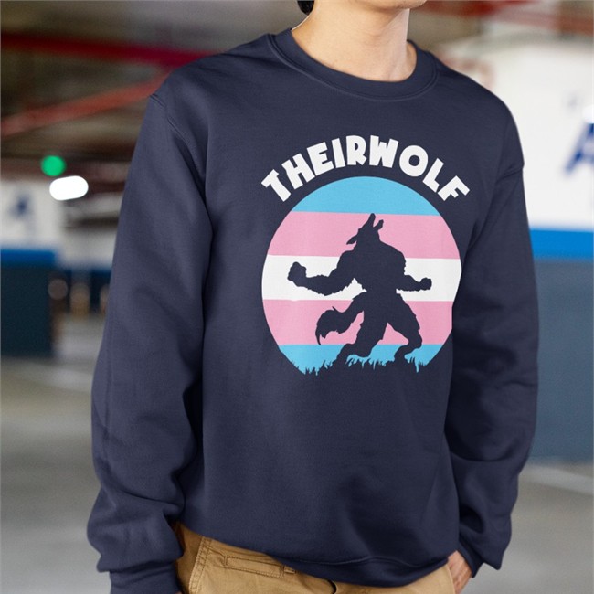 Theirwolf Trans Pride Lgbt Hoodie Theirwolf Trans Pride Lgbt Shirt Transgender Flag Bvdgrrl