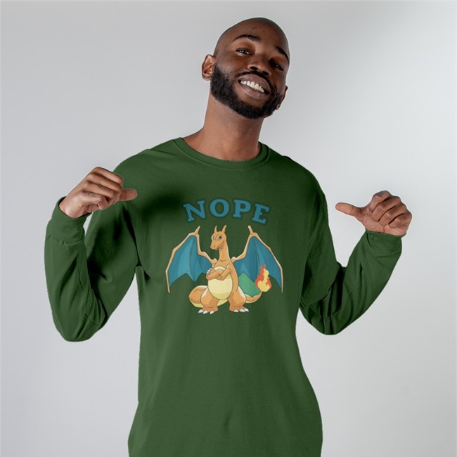 Nope Long Sleeve Charizard Nope Hooded Sweatshirt Lumituber