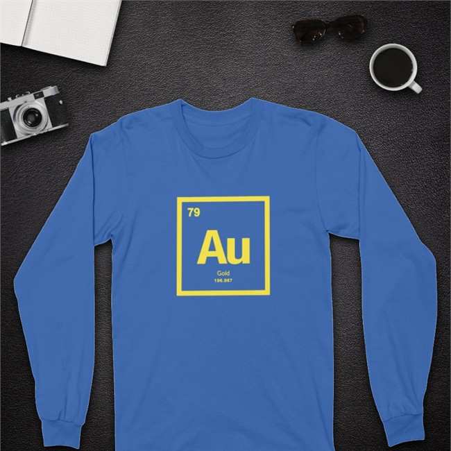 Periodic Table Of Elements 79 Au Gold 196.967 Sweatshirts Dr Michelle Au Dr Michelle Au Periodic Table Of Elements 79 Au Gold 196.967 Long Sleeved T Shirt