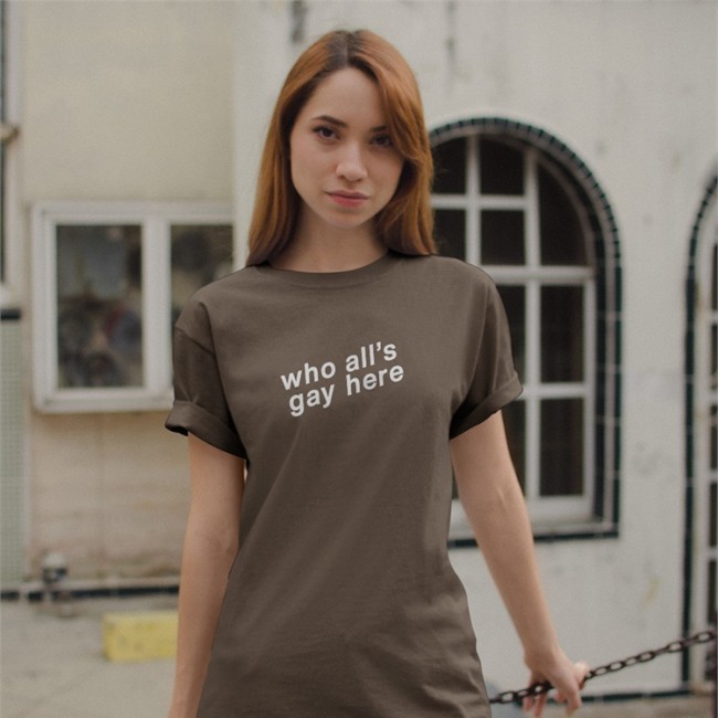 Heather Hogan Who All's Gay Here Zip Up Hooded Heather Hogan Who All's Gay Here T Shirt