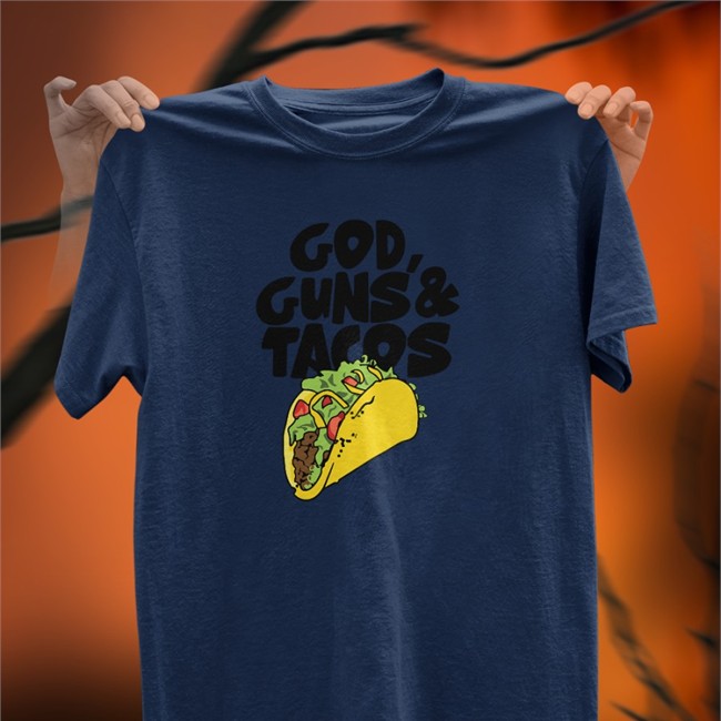 Bunker Branding Guns And Tacos Shirt Bunker Branding Merch Light Blue