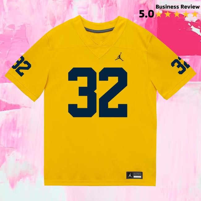 Michigan Wolverines #32 Jeremiah Lowe Student Athlete Maize Football Jersey Tshirt The M Den Shop