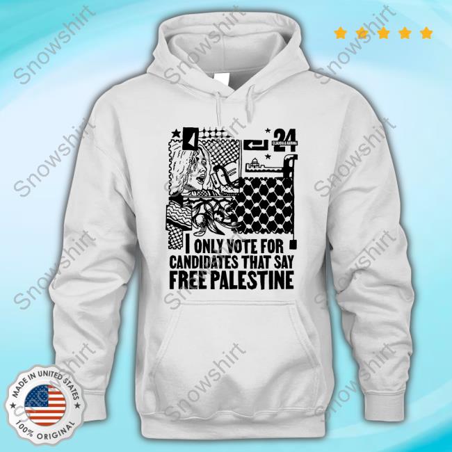Official Sxarletred Claudia & Karina 2024 Merch I Only Vote For Candidates That Say Free Palestine Illustrated T Shirts