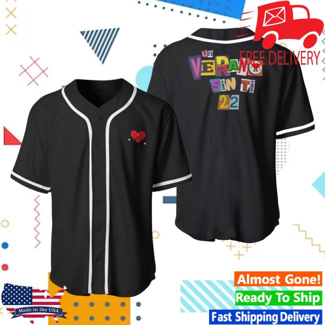 Official BadBunny Pr Clothing Merch Store Bad Bunny Baseball Jersey Shirt Black BBNJS07 BadbunnyPr Shop