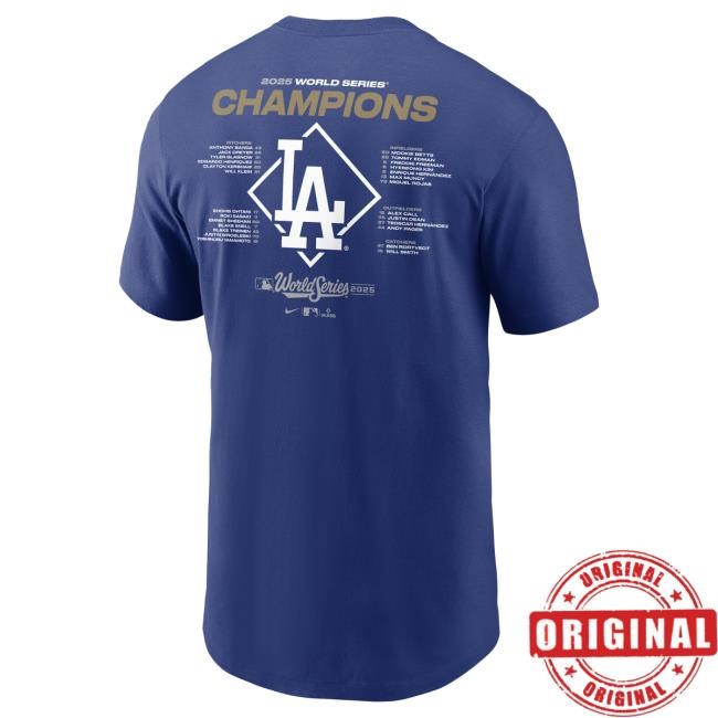 Official Men's Los Angeles Dodgers Nike Royal 2025 World Series Champions Roster Shirts Mlb Shop
