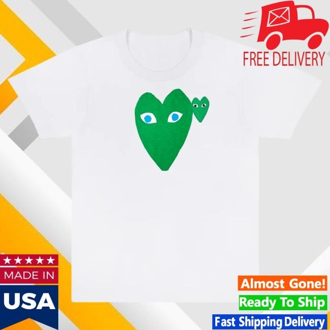 Official Forrest Comme Des Garcons Store Shop PLAY Hot Shirt Large Green Heart with Blue Eyes
