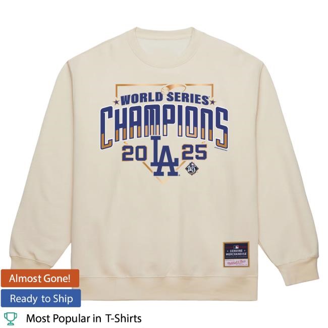 Men's Los Angeles Dodgers Mitchell & Ness Cream 2025 World Series Champions Shirt Official MLB Shop