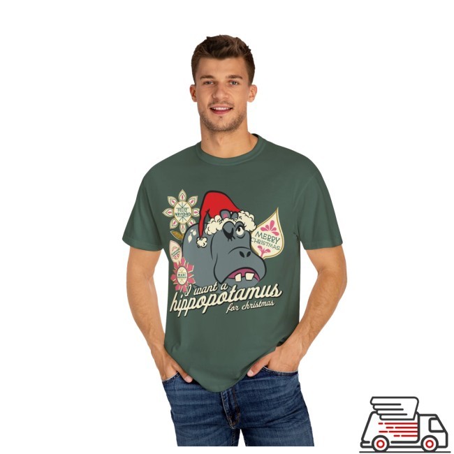 Thequirkymouse Hippo Christmas Comfort Colors Tee T Shirt