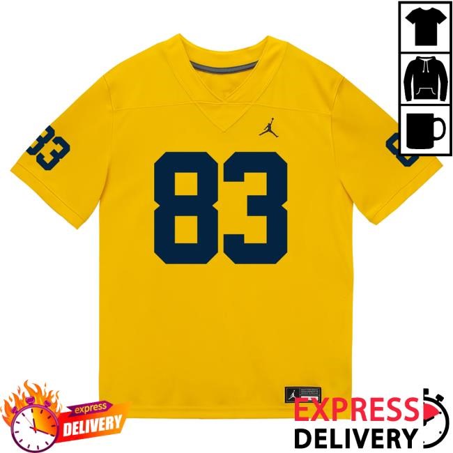 Michigan Wolverines #83 Zack Marshall Student Athlete Maize Football Jersey New Shirt The M Den Shop Official
