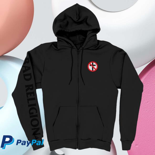 Official Kings Road Merch Store Bad Religion Crossbuster Zip Up Pull Over Hoodie (Black) BadReligion Kings Road Shop