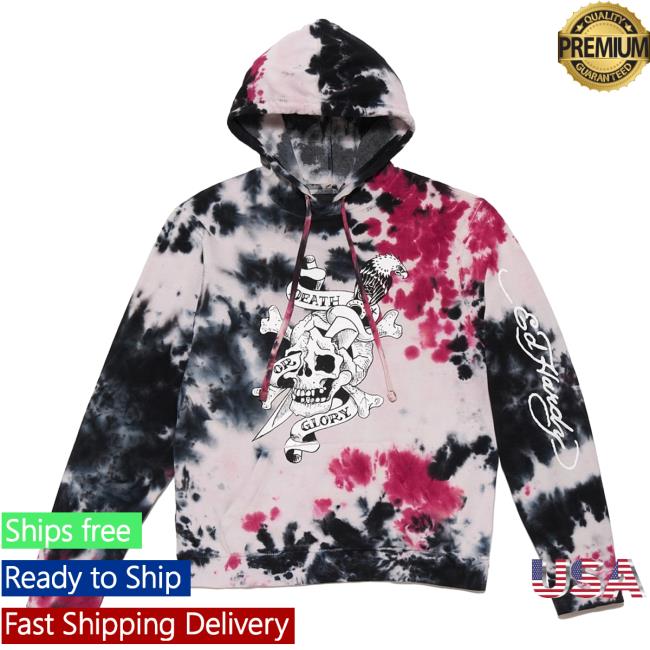 Official Ed Hardy Merch Store Storm Tie Dye Skull Popover Hoodie EdHardy Apparel Clothing Shop
