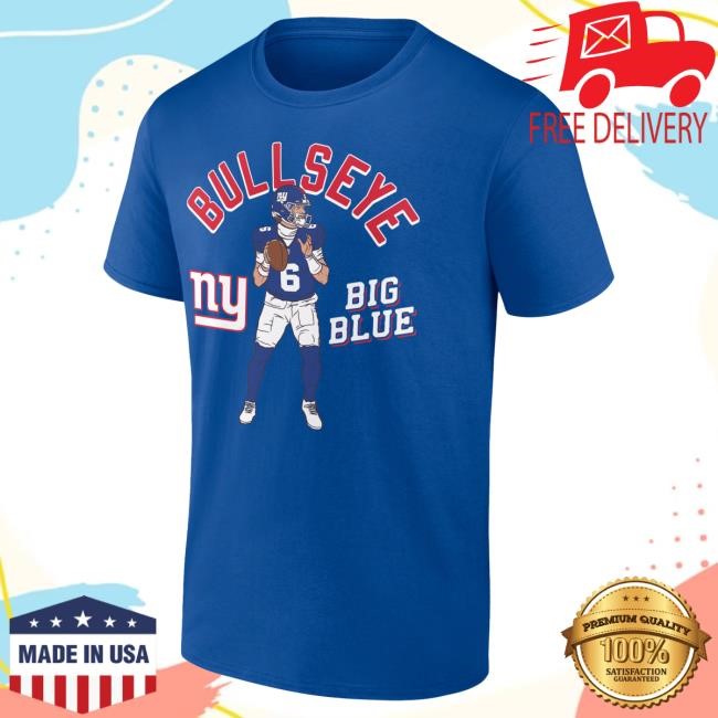 Official Men's Jaxson Dart Royal New York Giants Player Illustrative Pack Shirts