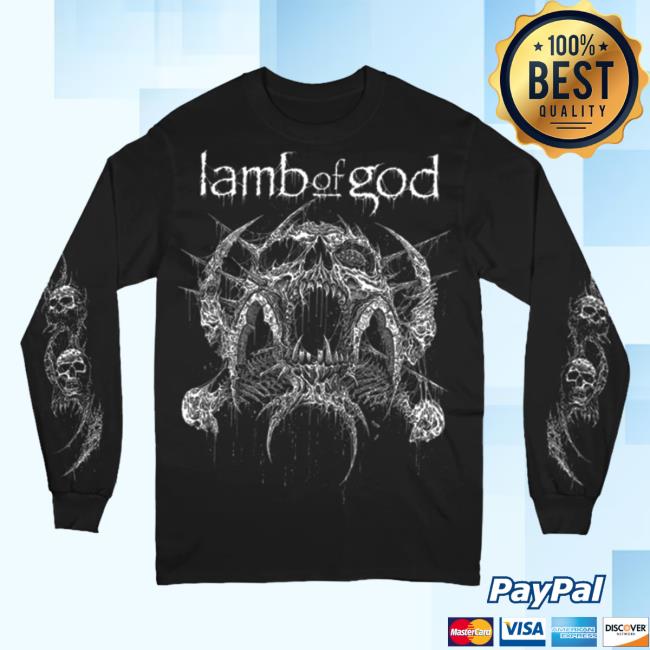 Official Lamb Of God Merch Store Shop Lamb Of God X Mark Riddick Skull Long Sleeve Tee Lambofgod