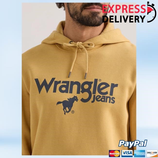 Official Marshalls Country Merch Clothing Wrangler Men's - Hood - Regular Fit - Pale Gold