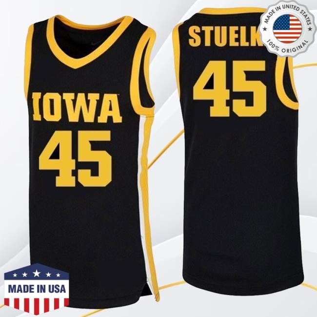 Official Iowa Hawkeyes Merch Store Iowa Hawkeyes Stuelke #45 Black Jersey Popover Shirt Iowa Hawkeyes Apparel Clothing Shop