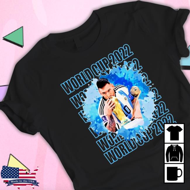 Official 2022 Qatar World Cup Soccer Lionel Messi Tee Shirt