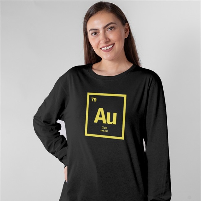 Dr Michelle Au Periodic Table Of Elements 79 Au Gold 196.967 Long Sleeved T Shirt