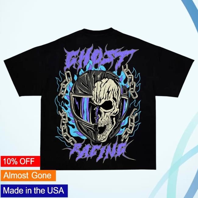Official Ghost Racing Clothing Split Skull Helmet Attractive Hoodie - Black