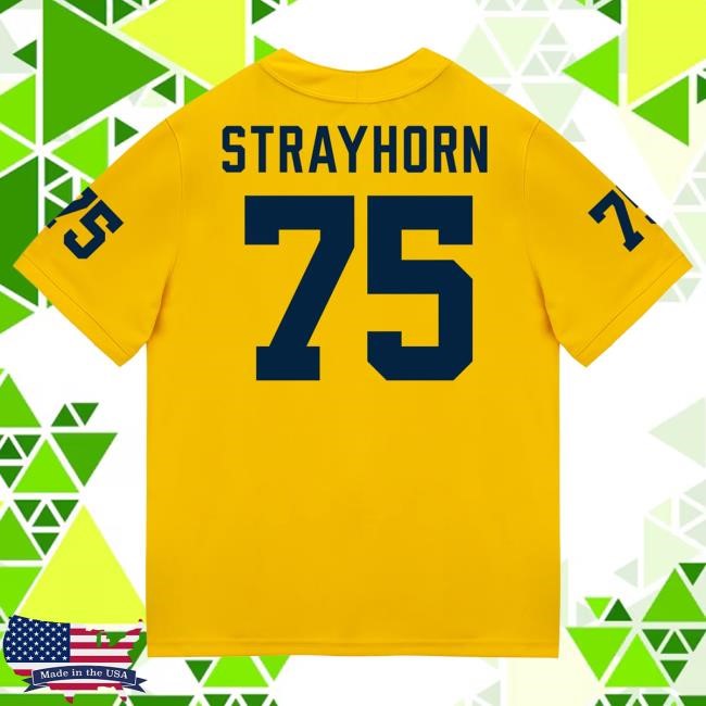 The M Den Michigan Wolverines #75 Kaden Strayhorn Student Athlete Maize Football Jersey Tshirt