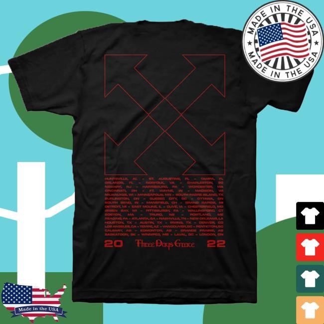 Officia Three Days Grace Merch EXPLOSIONS Arrow Dateback Popover Shirt Three Days Grace Store Shop